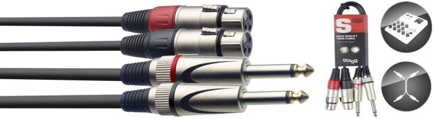 Stagg STC060PXF - podwójny kabel połączeniowy 60cm