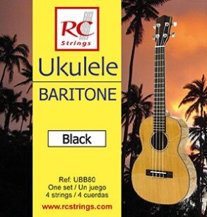 RC Strings UBB80 Ukulele Baritone set. Black - Struny do Ukulele