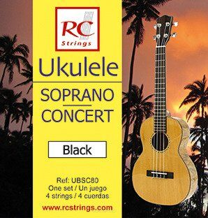 RC Strings UBSC80 Ukulele Soprano-Concert set. Black - Struny do Ukulele